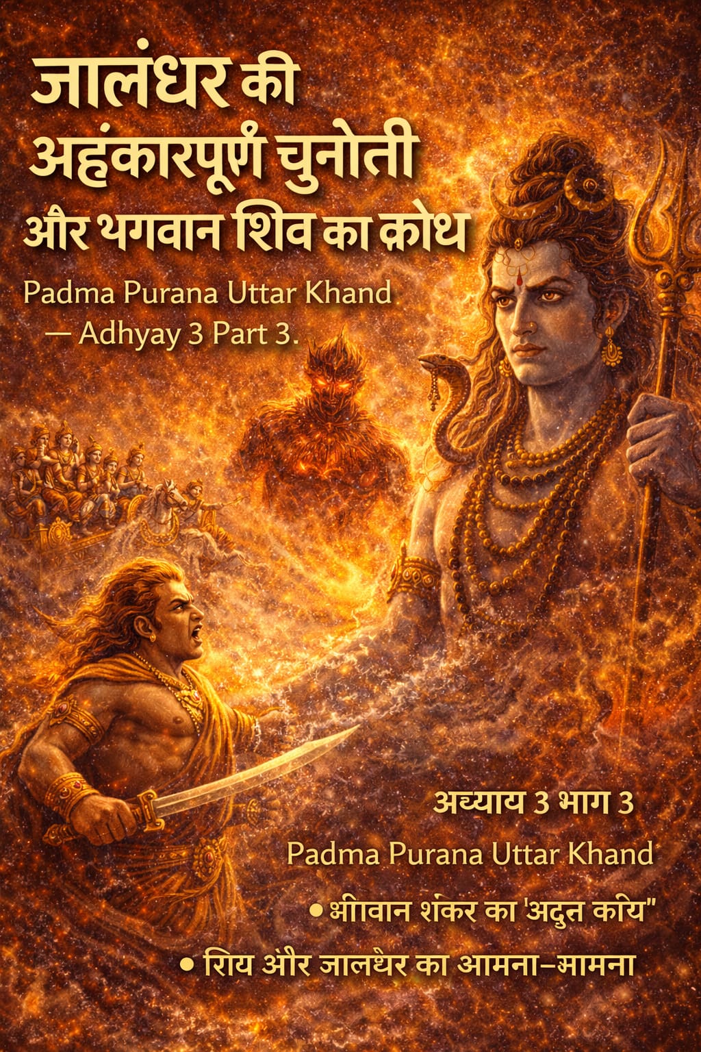 भगवान शिव के सामने इन्द्र का नृत्य, क्रोध से उत्पन्न दिव्य शक्ति और जालंधर के जन्म की रहस्यमयी कथा का चित्रण
