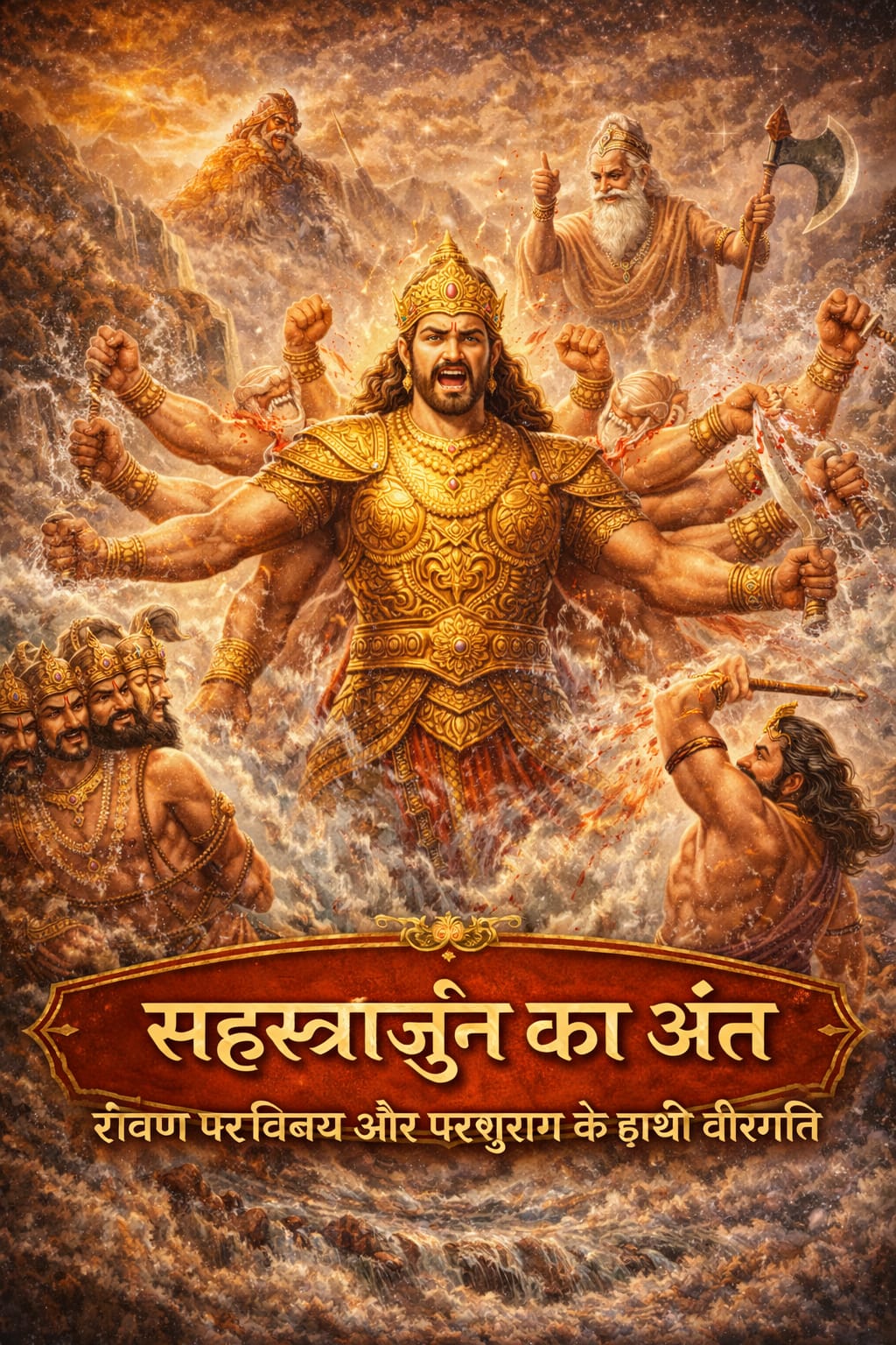 हिन्दू पौराणिक कथा को दर्शाता पारंपरिक डिजिटल चित्र, जिसमें दिव्य वातावरण, देवत्व और आध्यात्मिक भाव स्पष्ट दिखाई देते हैं